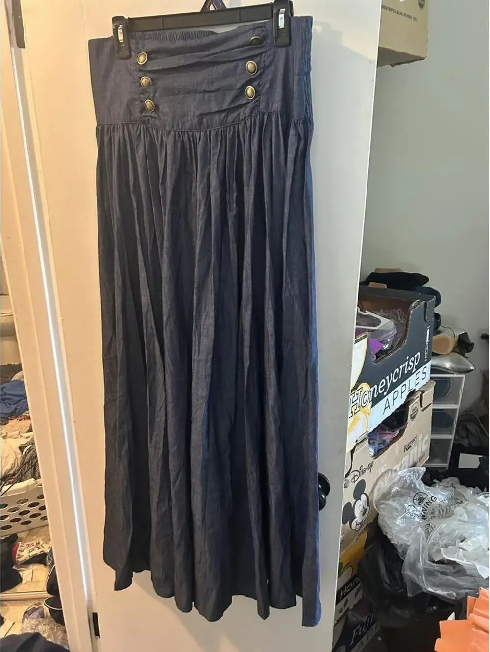 Navy blue maxi skirt with gold buttons, new with tags size 44